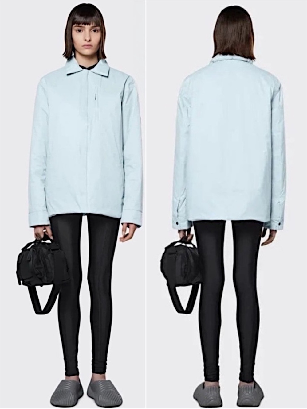 NWT RAINS Fuse Overshirt Unisex L Woman’s XL Large Sky Pastel Blue Waterproof